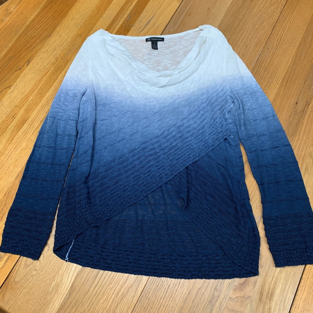 INC International Concepts Womens XL Blue White Ombre Cowl Neck Sweater 36446